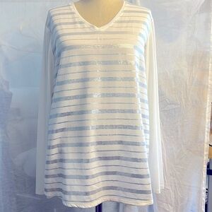 Chico’s Metallic Sequin Soft Long Sleeve Top size XL NWOT